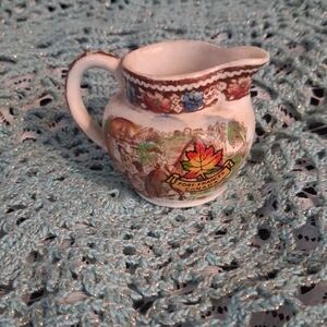 Vintage Ceramic Souvenir Pitcher with Multicolor Design